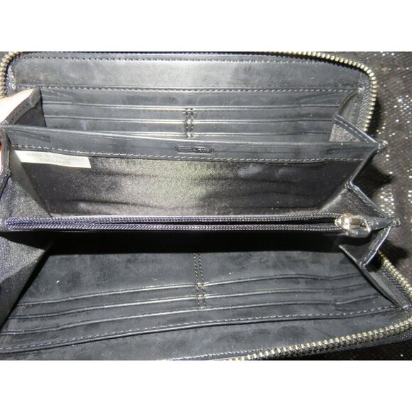 COACH DARCY LEATHER ACCORDION ZIP LONG WALLET IN BLACK - Picture 9 of 12